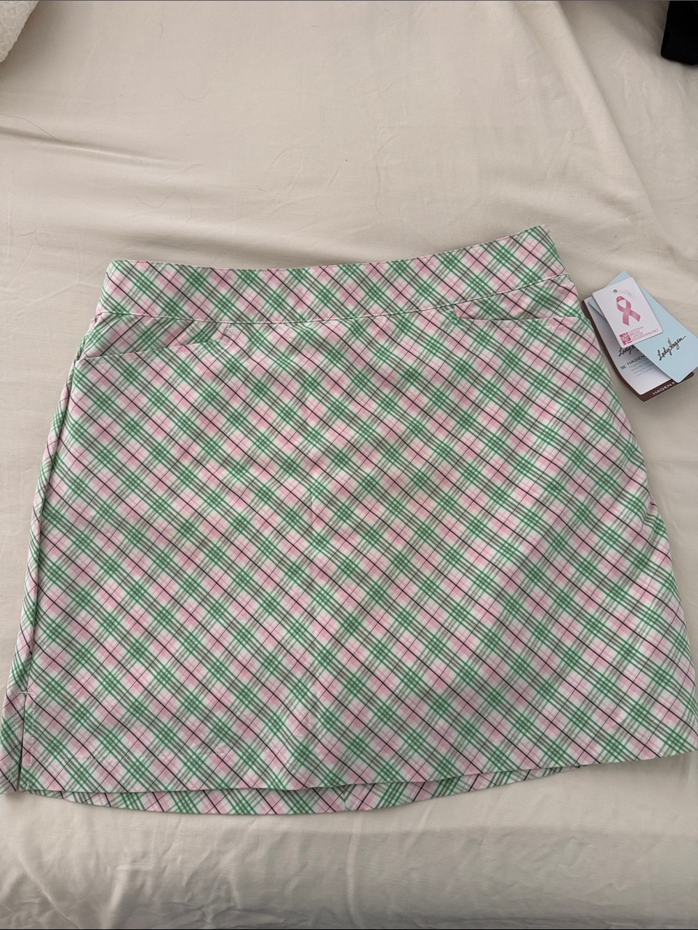 Lady Hagen Pink and Green Plaid Mini Skirt